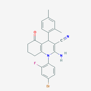 2-amino-1-(4-bromo-2-fluorophenyl)-4-(2,4-dimethylphenyl)-5-oxo-1,4,5,6,7,8-hexahydro-3-quinolinecarbonitrile