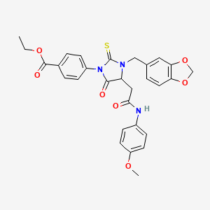 molecular formula C29H27N3O7S B4103408 ethyl 4-(3-(1,3-benzodioxol-5-ylmethyl)-4-{2-[(4-methoxyphenyl)amino]-2-oxoethyl}-5-oxo-2-thioxo-1-imidazolidinyl)benzoate 