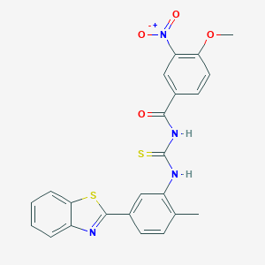 molecular formula C23H18N4O4S2 B410342 N-{[5-(1,3-benzothiazol-2-yl)-2-methylphenyl]carbamothioyl}-4-methoxy-3-nitrobenzamide 