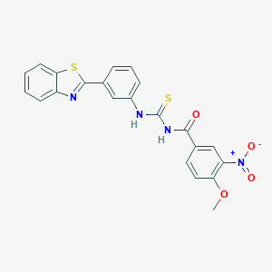 molecular formula C22H16N4O4S2 B410343 N-[3-(1,3-benzothiazol-2-yl)phenyl]-N'-{3-nitro-4-methoxybenzoyl}thiourea 