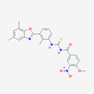 molecular formula C25H22N4O5S B410345 N-[[3-(5,7-dimethyl-1,3-benzoxazol-2-yl)-2-methylphenyl]carbamothioyl]-4-methoxy-3-nitrobenzamide CAS No. 333739-18-7