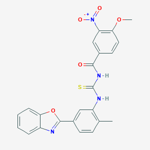 molecular formula C23H18N4O5S B410347 N-[5-(1,3-benzoxazol-2-yl)-2-methylphenyl]-N'-{3-nitro-4-methoxybenzoyl}thiourea 