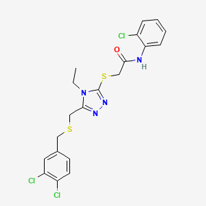 N-(2-chlorophenyl)-2-[[5-[(3,4-dichlorophenyl)methylsulfanylmethyl]-4-ethyl-1,2,4-triazol-3-yl]sulfanyl]acetamide