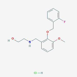 molecular formula C17H21ClFNO3 B4103482 2-({2-[(2-fluorobenzyl)oxy]-3-methoxybenzyl}amino)ethanol hydrochloride 