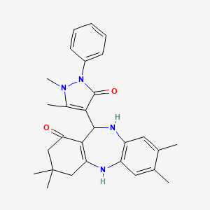 11-(1,5-dimethyl-3-oxo-2-phenyl-2,3-dihydro-1H-pyrazol-4-yl)-3,3,7,8-tetramethyl-2,3,4,5,10,11-hexahydro-1H-dibenzo[b,e][1,4]diazepin-1-one