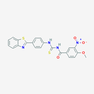 molecular formula C22H16N4O4S2 B410349 N-[4-(1,3-benzothiazol-2-yl)phenyl]-N'-{3-nitro-4-methoxybenzoyl}thiourea 