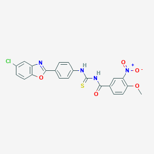molecular formula C22H15ClN4O5S B410350 N-[4-(5-chloro-1,3-benzoxazol-2-yl)phenyl]-N'-{3-nitro-4-methoxybenzoyl}thiourea 