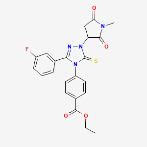 ethyl 4-[3-(3-fluorophenyl)-1-(1-methyl-2,5-dioxo-3-pyrrolidinyl)-5-thioxo-1,5-dihydro-4H-1,2,4-triazol-4-yl]benzoate