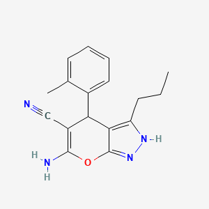 6-Amino-4-(2-methylphenyl)-3-propyl-2,4-dihydropyrano[2,3-c]pyrazole-5-carbonitrile