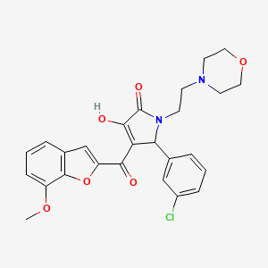 molecular formula C26H25ClN2O6 B4103572 5-(3-chlorophenyl)-3-hydroxy-4-[(7-methoxy-1-benzofuran-2-yl)carbonyl]-1-[2-(4-morpholinyl)ethyl]-1,5-dihydro-2H-pyrrol-2-one 