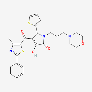 molecular formula C26H27N3O4S2 B4103610 3-hydroxy-4-[(4-methyl-2-phenyl-1,3-thiazol-5-yl)carbonyl]-1-[3-(4-morpholinyl)propyl]-5-(2-thienyl)-1,5-dihydro-2H-pyrrol-2-one 