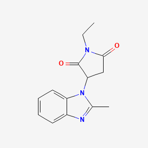 molecular formula C14H15N3O2 B4103646 1-ethyl-3-(2-methyl-1H-benzimidazol-1-yl)-2,5-pyrrolidinedione 