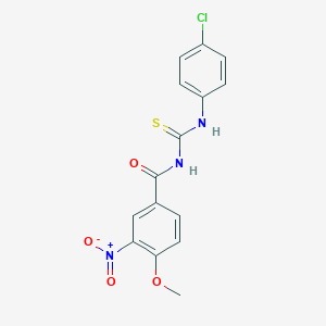 molecular formula C15H12ClN3O4S B410365 N-[(4-chlorophenyl)carbamothioyl]-4-methoxy-3-nitrobenzamide 