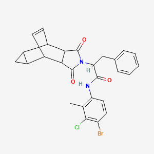 N-(4-bromo-3-chloro-2-methylphenyl)-2-(3,5-dioxo-4-azatetracyclo[5.3.2.0~2,6~.0~8,10~]dodec-11-en-4-yl)-3-phenylpropanamide