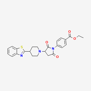 ethyl 4-{3-[4-(1,3-benzothiazol-2-yl)-1-piperidinyl]-2,5-dioxo-1-pyrrolidinyl}benzoate