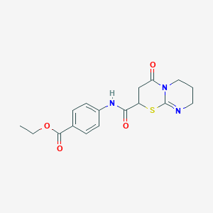 ethyl 4-{[(4-oxo-3,4,7,8-tetrahydro-2H,6H-pyrimido[2,1-b][1,3]thiazin-2-yl)carbonyl]amino}benzoate