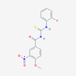 molecular formula C15H12FN3O4S B410368 N-[(2-fluorophenyl)carbamothioyl]-4-methoxy-3-nitrobenzamide 