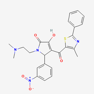 molecular formula C25H24N4O5S B4103769 1-[2-(dimethylamino)ethyl]-3-hydroxy-4-[(4-methyl-2-phenyl-1,3-thiazol-5-yl)carbonyl]-5-(3-nitrophenyl)-1,5-dihydro-2H-pyrrol-2-one 