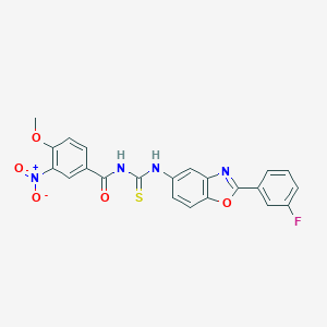 molecular formula C22H15FN4O5S B410377 N-[2-(3-fluorophenyl)-1,3-benzoxazol-5-yl]-N'-{3-nitro-4-methoxybenzoyl}thiourea 
