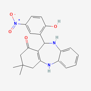 molecular formula C21H21N3O4 B4103774 11-(2-hydroxy-5-nitrophenyl)-3,3-dimethyl-2,3,4,5,10,11-hexahydro-1H-dibenzo[b,e][1,4]diazepin-1-one 