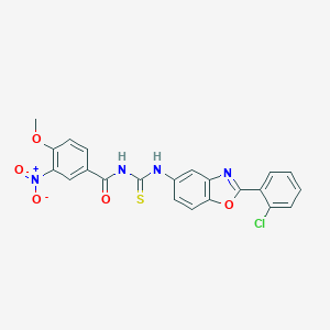 molecular formula C22H15ClN4O5S B410379 N-[[2-(2-chlorophenyl)-1,3-benzoxazol-5-yl]carbamothioyl]-4-methoxy-3-nitrobenzamide CAS No. 333739-57-4