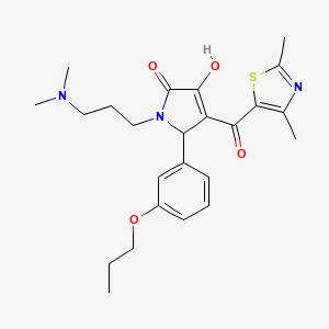molecular formula C24H31N3O4S B4103792 1-[3-(dimethylamino)propyl]-4-[(2,4-dimethyl-1,3-thiazol-5-yl)carbonyl]-3-hydroxy-5-(3-propoxyphenyl)-1,5-dihydro-2H-pyrrol-2-one 