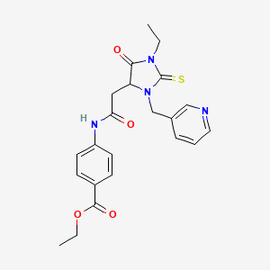 ethyl 4-({[1-ethyl-5-oxo-3-(3-pyridinylmethyl)-2-thioxo-4-imidazolidinyl]acetyl}amino)benzoate