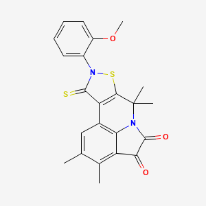 9-(2-methoxyphenyl)-2,3,7,7-tetramethyl-10-thioxo-9,10-dihydro-7H-isothiazolo[5,4-c]pyrrolo[3,2,1-ij]quinoline-4,5-dione