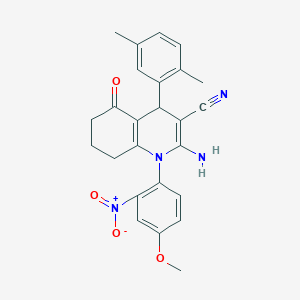 2-amino-4-(2,5-dimethylphenyl)-1-(4-methoxy-2-nitrophenyl)-5-oxo-1,4,5,6,7,8-hexahydro-3-quinolinecarbonitrile