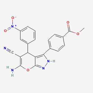 molecular formula C21H15N5O5 B4103833 methyl 4-[6-amino-5-cyano-4-(3-nitrophenyl)-1,4-dihydropyrano[2,3-c]pyrazol-3-yl]benzoate 
