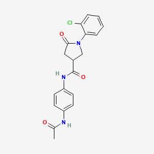molecular formula C19H18ClN3O3 B4103838 N-[4-(acetylamino)phenyl]-1-(2-chlorophenyl)-5-oxo-3-pyrrolidinecarboxamide 