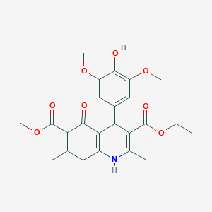 molecular formula C24H29NO8 B4103865 3-ethyl 6-methyl 4-(4-hydroxy-3,5-dimethoxyphenyl)-2,7-dimethyl-5-oxo-1,4,5,6,7,8-hexahydro-3,6-quinolinedicarboxylate 