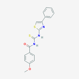 molecular formula C18H15N3O2S2 B410387 4-methoxy-N-[(4-phenyl-1,3-thiazol-2-yl)carbamothioyl]benzamide CAS No. 112672-05-6