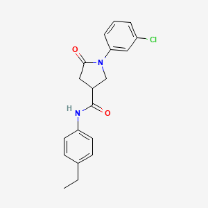 molecular formula C19H19ClN2O2 B4103898 1-(3-chlorophenyl)-N-(4-ethylphenyl)-5-oxo-3-pyrrolidinecarboxamide 