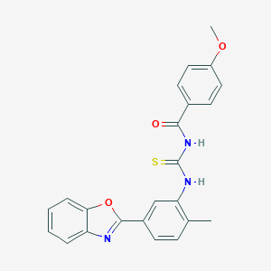 molecular formula C23H19N3O3S B410392 N-[5-(1,3-benzoxazol-2-yl)-2-methylphenyl]-N'-(4-methoxybenzoyl)thiourea 