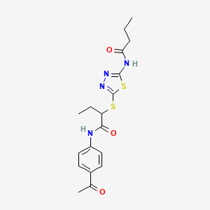 molecular formula C18H22N4O3S2 B4103932 N-(4-acetylphenyl)-2-{[5-(butyrylamino)-1,3,4-thiadiazol-2-yl]thio}butanamide 