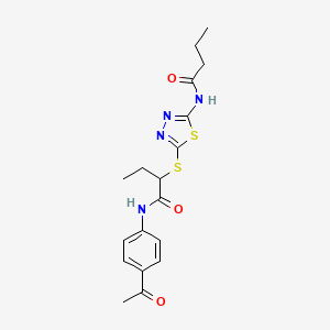 N-(4-acetylphenyl)-2-{[5-(butyrylamino)-1,3,4-thiadiazol-2-yl]thio}butanamide