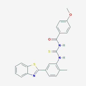 molecular formula C23H19N3O2S2 B410394 N-{[5-(1,3-benzothiazol-2-yl)-2-methylphenyl]carbamothioyl}-4-methoxybenzamide 