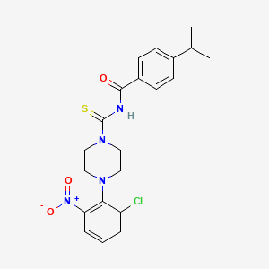 N-{[4-(2-chloro-6-nitrophenyl)-1-piperazinyl]carbonothioyl}-4-isopropylbenzamide