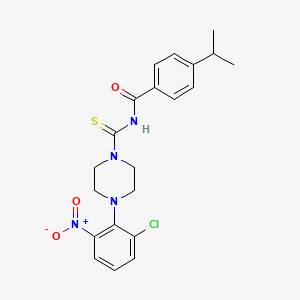 molecular formula C21H23ClN4O3S B4103940 N-{[4-(2-chloro-6-nitrophenyl)-1-piperazinyl]carbonothioyl}-4-isopropylbenzamide 