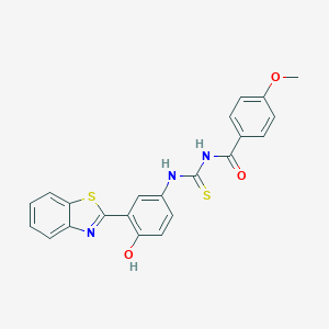 molecular formula C22H17N3O3S2 B410396 N-[3-(1,3-benzothiazol-2-yl)-4-hydroxyphenyl]-N'-(4-methoxybenzoyl)thiourea CAS No. 333739-84-7