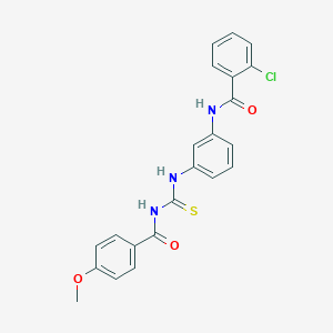 molecular formula C22H18ClN3O3S B410399 2-chloro-N-[3-[(4-methoxybenzoyl)carbamothioylamino]phenyl]benzamide 