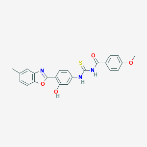 molecular formula C23H19N3O4S B410400 N-{[3-hydroxy-4-(5-methyl-1,3-benzoxazol-2-yl)phenyl]carbamothioyl}-4-methoxybenzamide CAS No. 333739-87-0