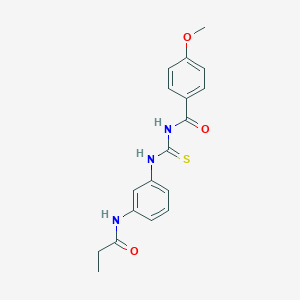 molecular formula C18H19N3O3S B410402 N-[3-({[(4-methoxybenzoyl)amino]carbothioyl}amino)phenyl]propanamide 