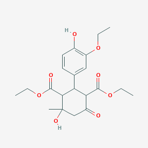 diethyl 2-(3-ethoxy-4-hydroxyphenyl)-4-hydroxy-4-methyl-6-oxo-1,3-cyclohexanedicarboxylate