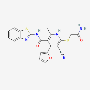 molecular formula C21H17N5O3S2 B4104032 6-[(2-amino-2-oxoethyl)thio]-N-1,3-benzothiazol-2-yl-5-cyano-4-(2-furyl)-2-methyl-1,4-dihydro-3-pyridinecarboxamide 