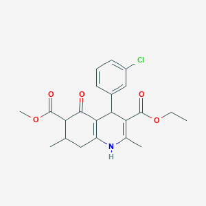 molecular formula C22H24ClNO5 B4104038 3-ethyl 6-methyl 4-(3-chlorophenyl)-2,7-dimethyl-5-oxo-1,4,5,6,7,8-hexahydro-3,6-quinolinedicarboxylate 
