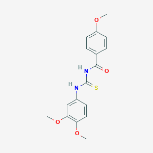 molecular formula C17H18N2O4S B410405 N-[(3,4-dimethoxyphenyl)carbamothioyl]-4-methoxybenzamide 