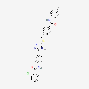 molecular formula C31H26ClN5O2S B4104062 2-chloro-N-(4-{4-methyl-5-[(4-{[(4-methylphenyl)amino]carbonyl}benzyl)thio]-4H-1,2,4-triazol-3-yl}phenyl)benzamide 
