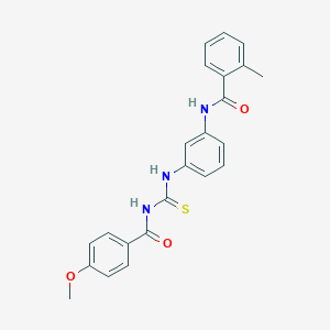 molecular formula C23H21N3O3S B410408 N-[3-({[(4-methoxybenzoyl)amino]carbothioyl}amino)phenyl]-2-methylbenzamide 
